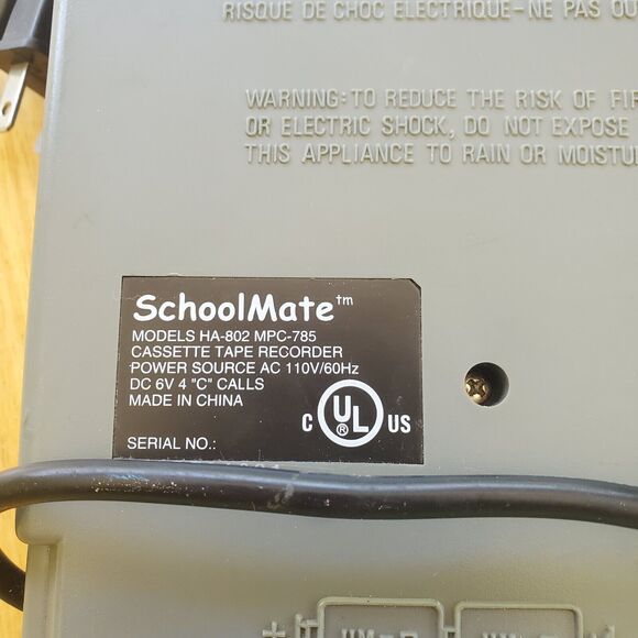 Schoolmate Slim Line Vintage Cassette Recorder Works Model HA-802 MPC-785 AC/DC - Picture 4 of 8